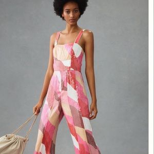 Anthropologie Hutch Sequin Flare Jumpsuit